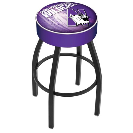Holland Bar Stool Co 30" 4" Northwestern Cushion Seat, Blk Wrinkle Base Swivel Bar Stool L8B130Nthwst-D2